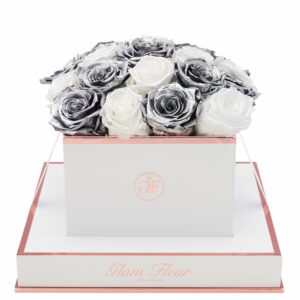Metallic Silver and Glow White Rose Bouquet