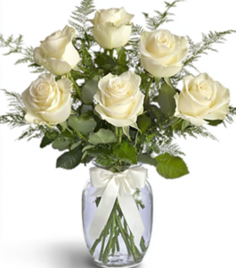Half Dozen White Roses
