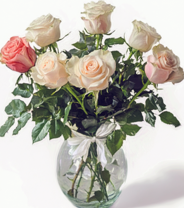 Half Dozen White Roses