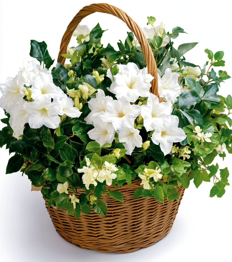 Pure White Blooms Basket