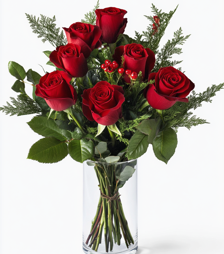 Six Richly Red Roses