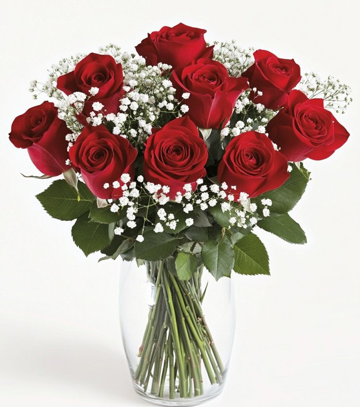 Twelve red roses