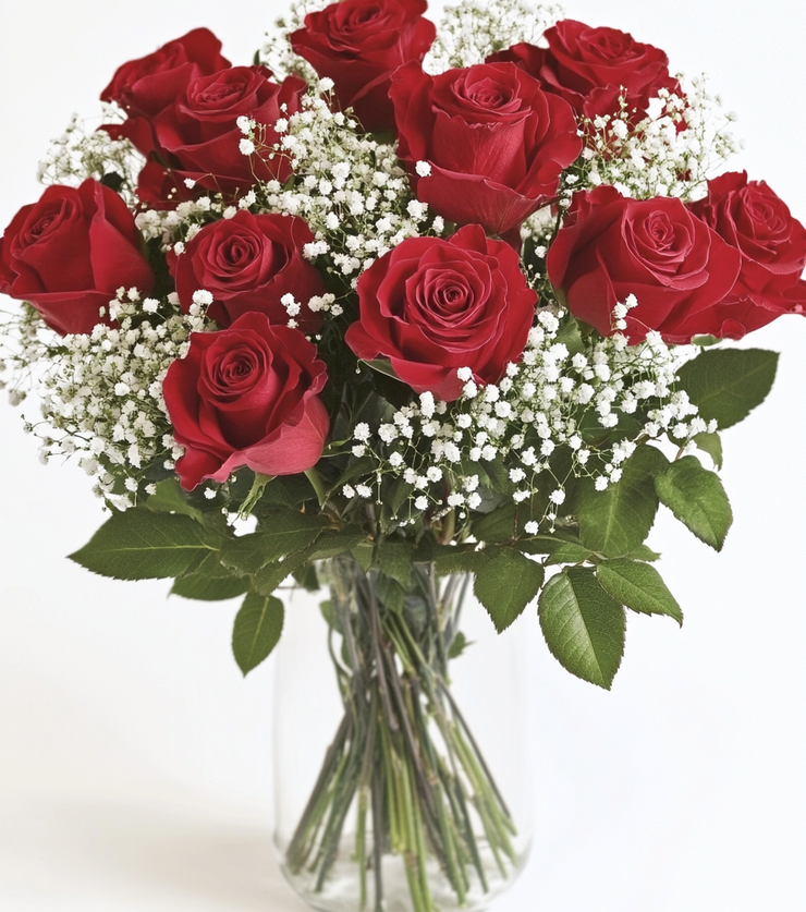 Twelve red roses