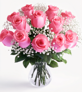 12 Pink Roses