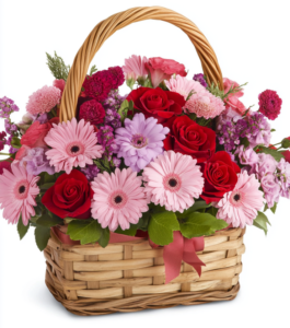 A Country Basket of Flowers