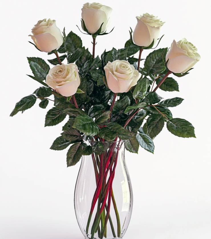 Half Dozen White Roses