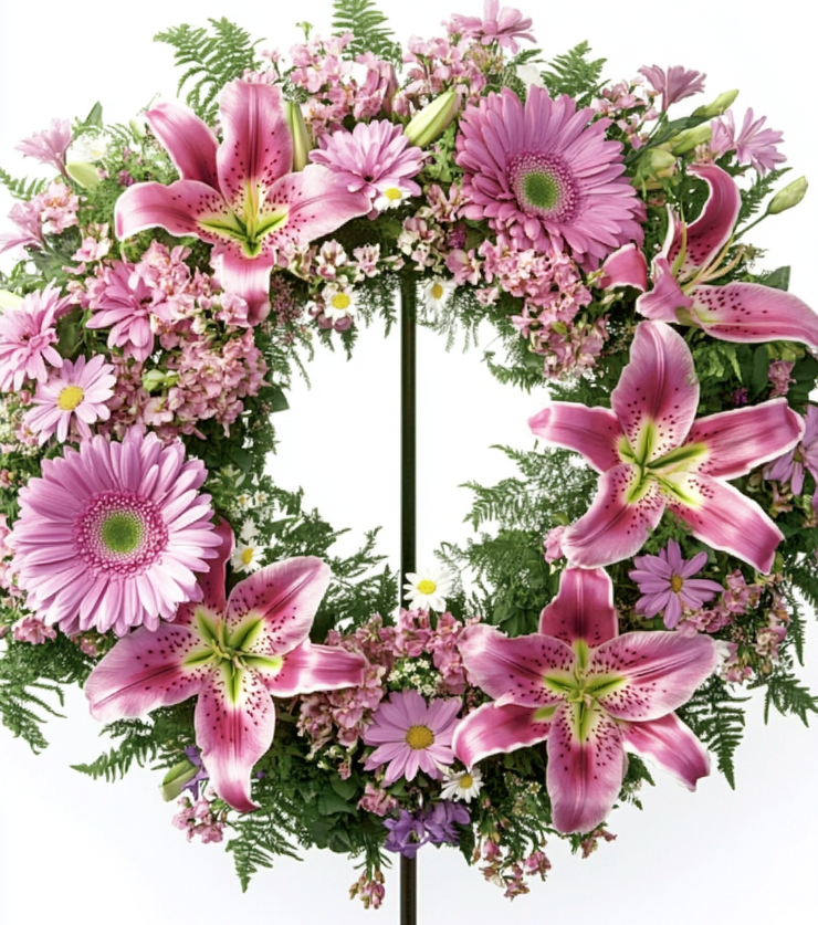 Lily and Daisy Remembrance Wreath