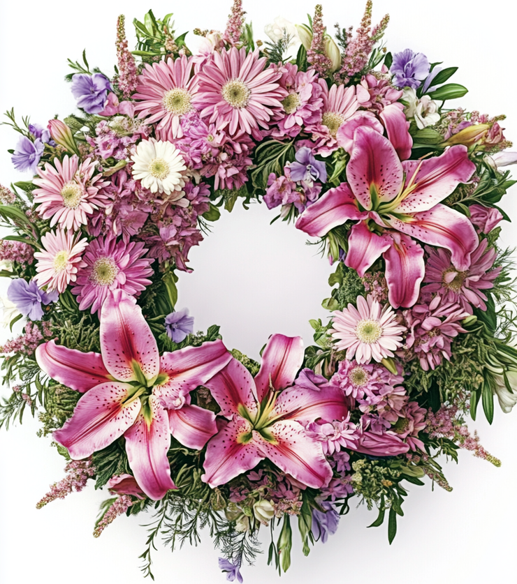 Lily and Daisy Remembrance Wreath