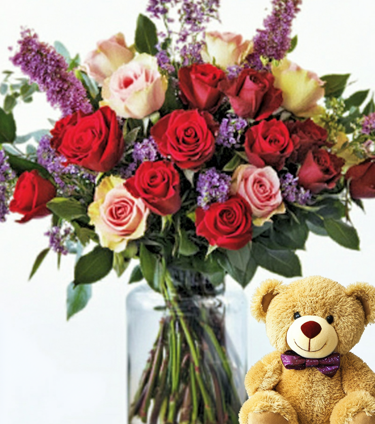 Teddy Bear and Flowers