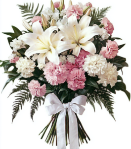 Glistening white and pink blooms