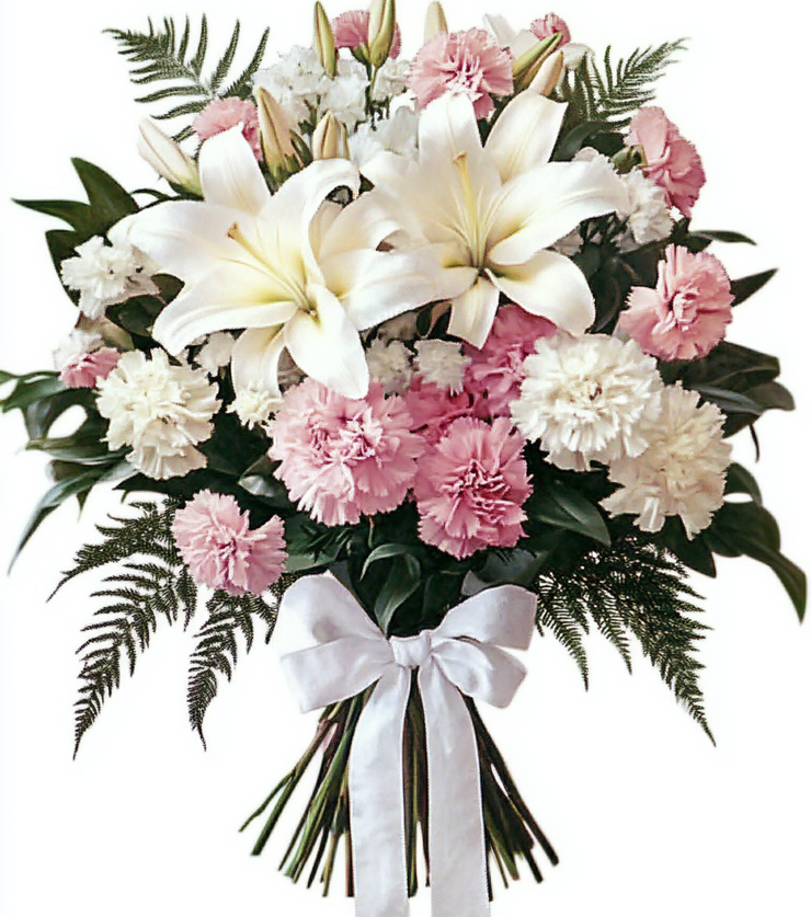 Glistening white and pink blooms